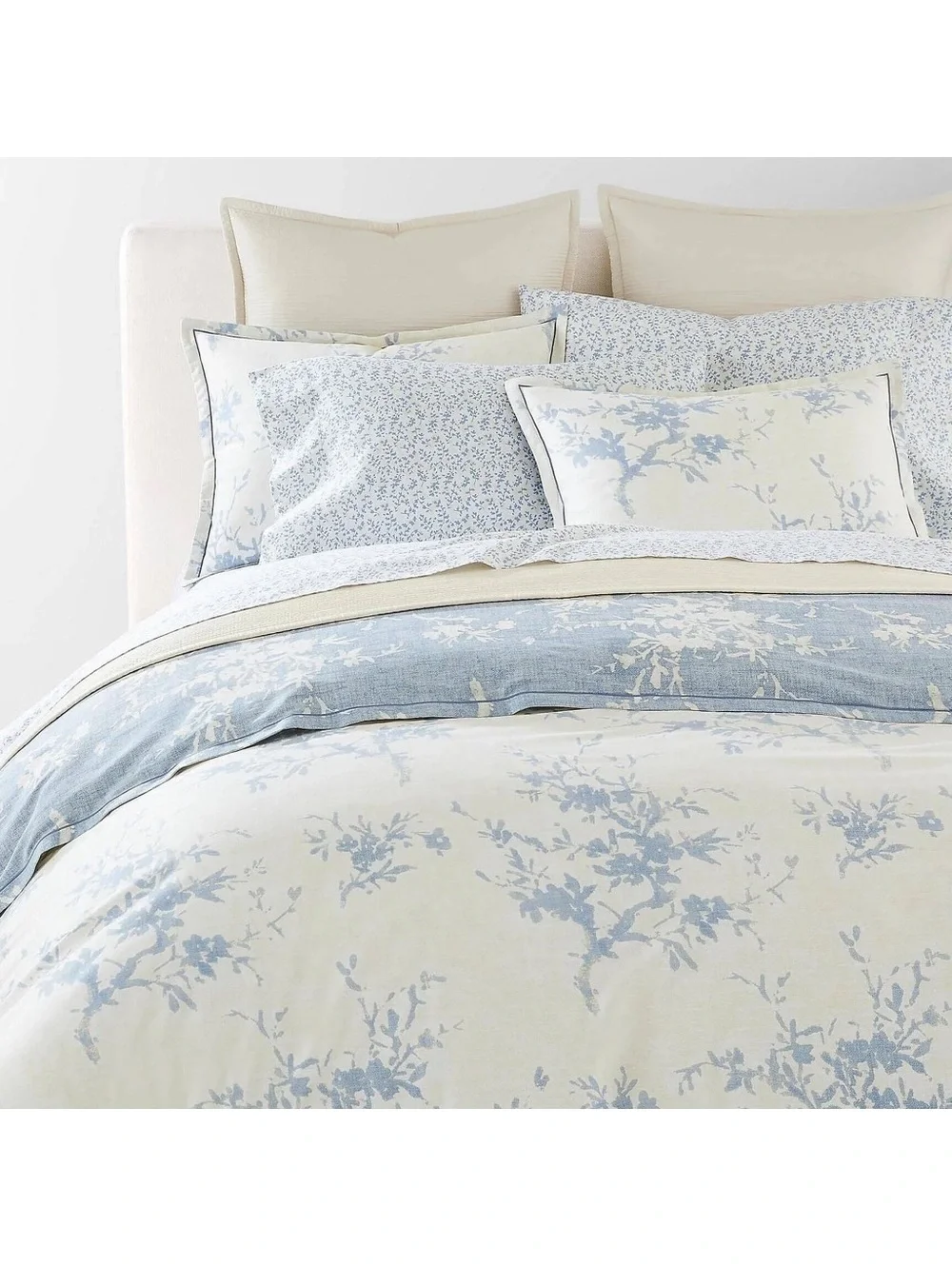 Lauren Ralph Lauren Eva Botanical 3-Pc Full/Queen Comforter Set, Cream/Blue